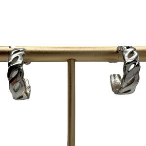 Vintage Trifari Silver Twist Hoops Earrings Costume Fashion